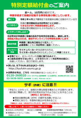 金 定額 市 和歌山 特別 給付