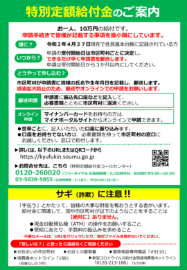 特別定額給付金チラシ